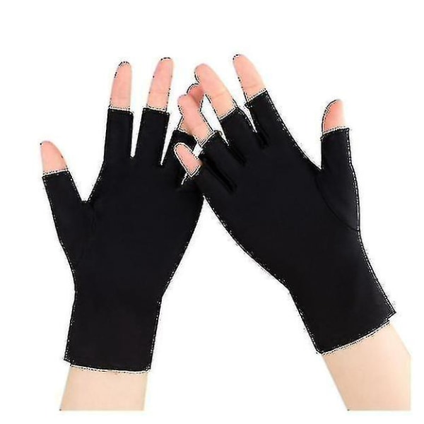 2 par UV-handsker til gel-neglelampe, Uv-beskyttelseshandsker til manicure (sort)