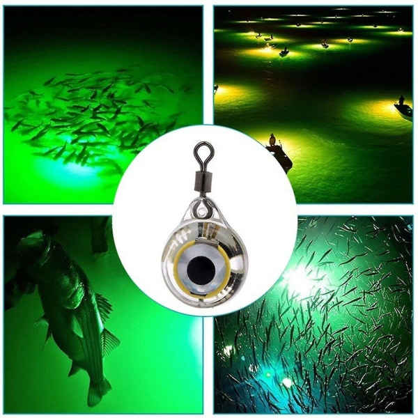 Fiske lys øyeform lysende LED mini vanntett nattfiske lampe for fiskeentusiaster, 2 stk (hvit)