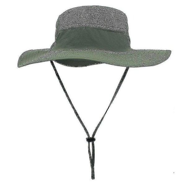 Unisex solhat med bred skygge, udendørs Upf 50+ Vandtæt Boonie Hat Sommer UV-beskyttelse solhætter (Lys Army Green)