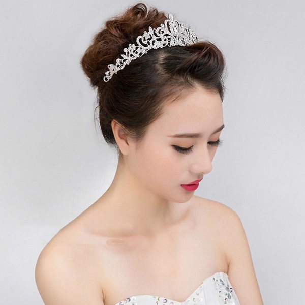 Bryllup Brude Crystal Rhinestone Hair Crown Pandebånd Hovedbeklædning