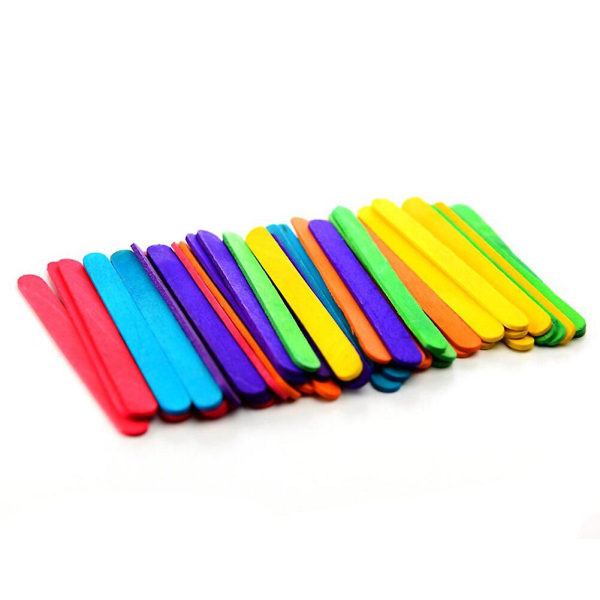 200 stk farvet træ håndværk Popsicle sticks til gør-det-selv kunsthåndværk