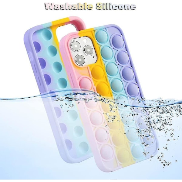 Aupartuds Pop It Telefonfodral för iPhone 8 7 6, stressavlastande tryck Pop Bubble Fidget Toys Cover, söt rolig mjukt silikon skyddande skal för iPhone Se