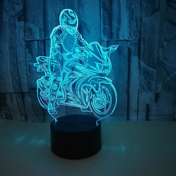 3D Motorcykel LED-lampa Art Deco Lampa LED-belysning Dekoration Ljus Fjärrkontroll Touchkontroll 7/16 Färger USB-driven Barnfödelsedagspresent Juldekoration