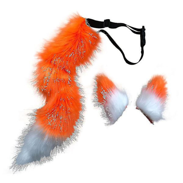 Hårklämmor Cocker Tail Djurelement Justerbar Konstgjord Päls Solid Varghals Öronkrage För Cosplay (färg: orange)