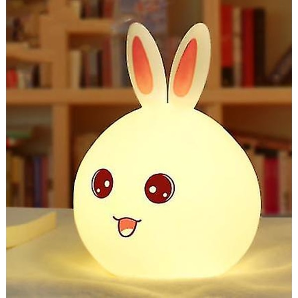 Baby Rabbit Silikon Led Night Light, Uppladdningsbar Baby Toddler Night Light, Touch Baby Rabbit Lamp (Rosa)