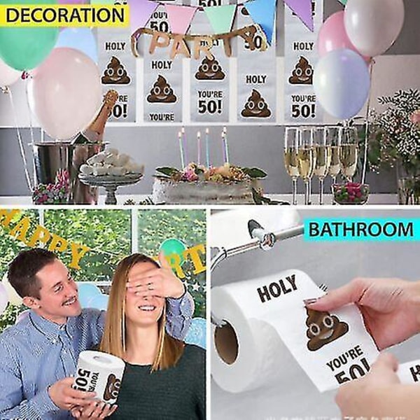 Hauskoja wc-paperirullia syntymäpäiväkoristeita 30-80-vuotiaille lahjoja naisille miehille