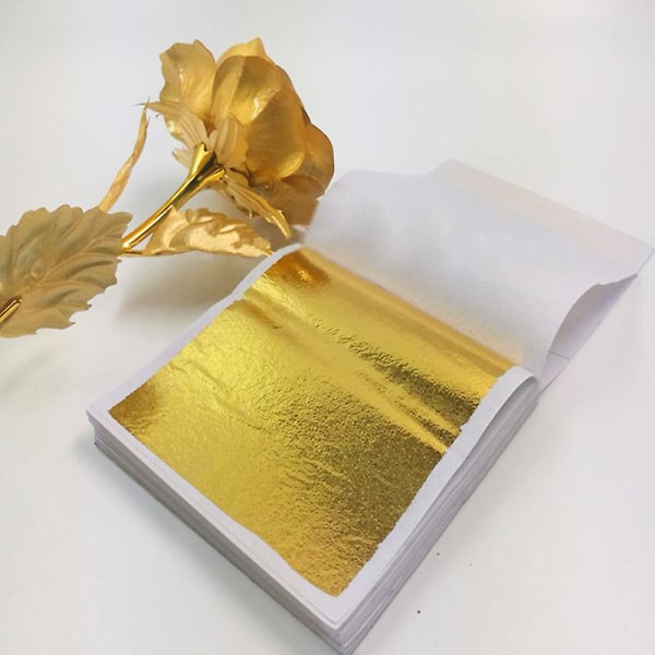 100/200 arkkia jäljitelmä kulta hopeafolio paperilehti kullattu tee itse taide askartelupaperi syntymäpäiväjuhla hääkakku jälkiruokakoristeet (200 kpl, samppanja2)