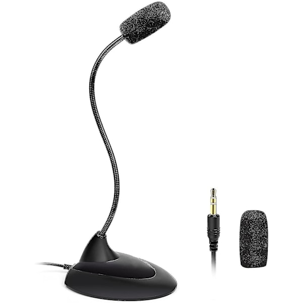 Computer Microphone 3.5mm Desktop Pc Microphones With 360 Gooseneck, Omnidirectional Mic For Plug & Play