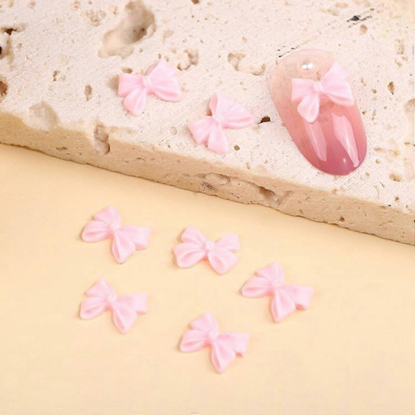 3D Rosett-Nagelstuds med Strass, Kristallharts, Nagelkonst-Berlocker, Rosa Rosett, Nagelkonstdekorationer, Söta Band, Nageljuveler, Tillbehör