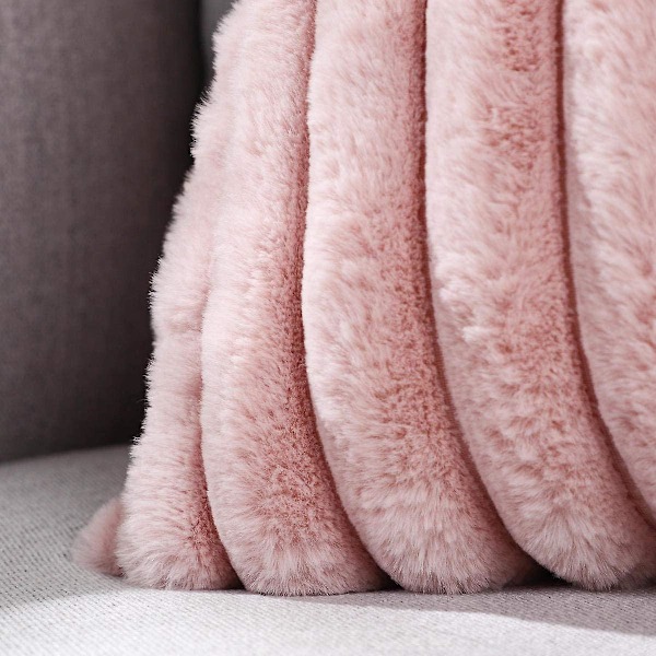 Kudde och kuddfodral set om 2 dekorativa kuddfodral Faux Fur Plysch Fuzzy Stripe Mjuka örngott för soffa Soffa Sovrum 50 X 50cm