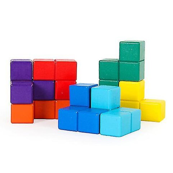 Uddannelseslegetøj Børns farverige tredimensionelle blokke Tetris Legetøj til tidlig uddannelse Byggeklodslegetøj