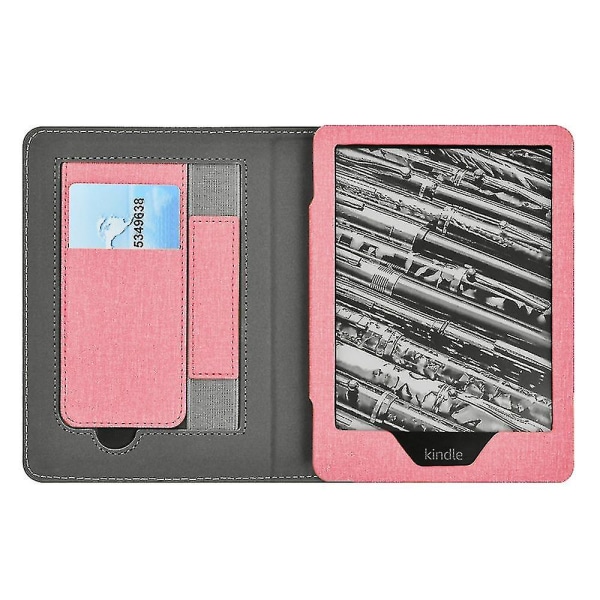 Foldebart stativ med kortåbningsdæksel til Kindle Paperwhite 5 Protector（Pink）