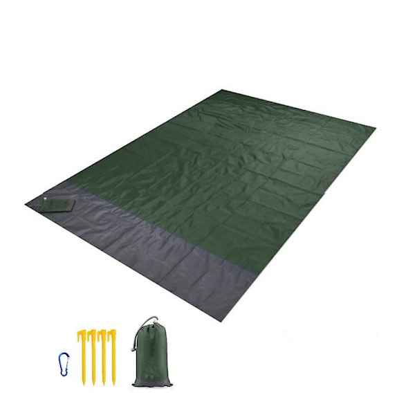 Vattentät Campingmatta Strandfilt Utomhus Bärbar Lätt Madrass Picknickfilt Turism Markmatta Fällbar Tält（200 x 140cm，Ljusgrön）