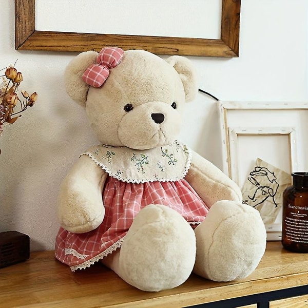 Creative Fresh Bear Doll Teddy Bear Plyschleksak Par Big Bear Doll Girl Presentpressdocka（Rosa herrstil）