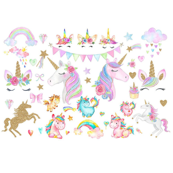 Unicorn veggklistremerker klistremerker for jenterom, stor størrelse Unicorn veggklistremerker dekorasjoner for Gilrs Barns soverom bursdagsfest