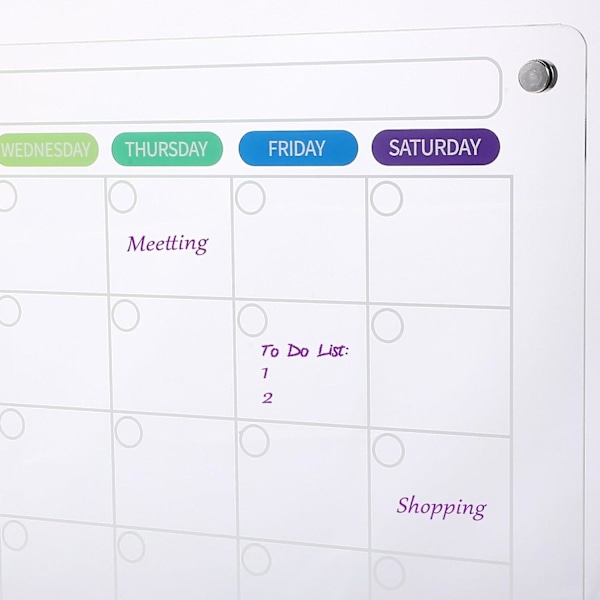 Klar Magnetisk Kalender Månadsvis Akryl Whiteboard Magnetisk Återanvändbar Kylskåpsplanerare Planeringstavla Whiteboard Kalender