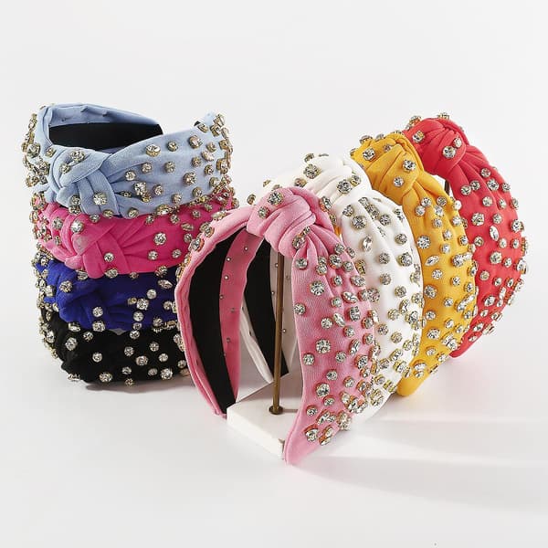 Krystal Rhinestone Studded Hårbånd Bryllup Hår Loop Rhinestone Hår Smykker sort