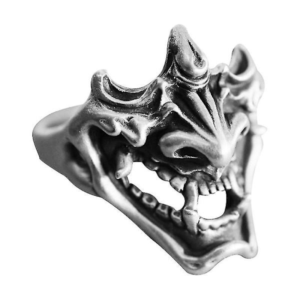 Punk Öppen Ring Demon Samurai Retro Silver Ring Band Justerbar För Unga Människor