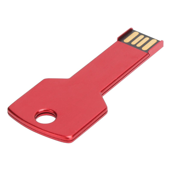 Röd USB-minne i aluminiumlegering med nyckelform för bil, dator och hem - 8 GB