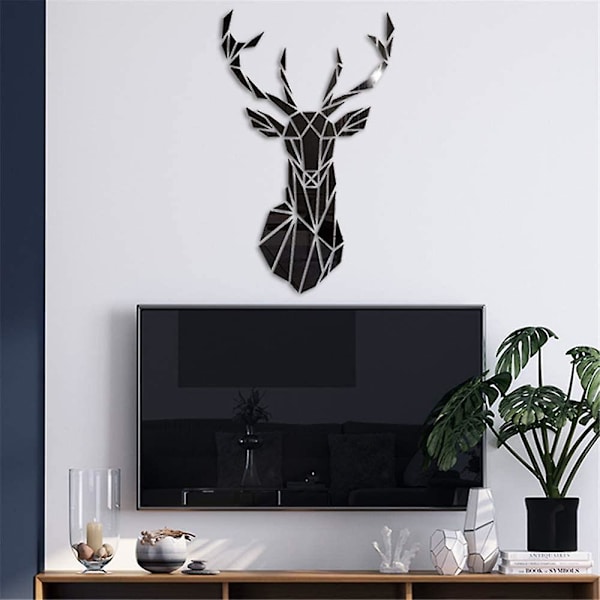3D Spegelhjort Väggdekaler Väggmålningar Tredimensionella Väggdekaler Dekaler DIY Dekorativa Väggdekaler Vardagsrum Sovrum TV Soffa Bakgrundsväggskonst Wa
