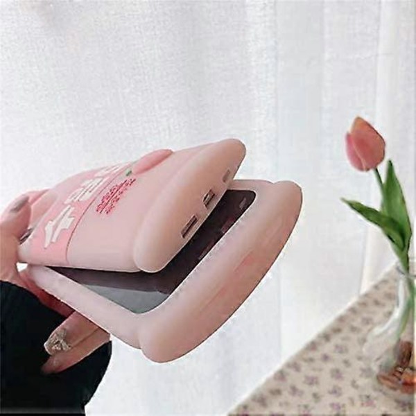 Apple iPhone 13 Pro Max Ultra Tjockt Mjukt Silikonfodral 3D Cartoon Ljusrosa Söt Rolig Söt Kawaii