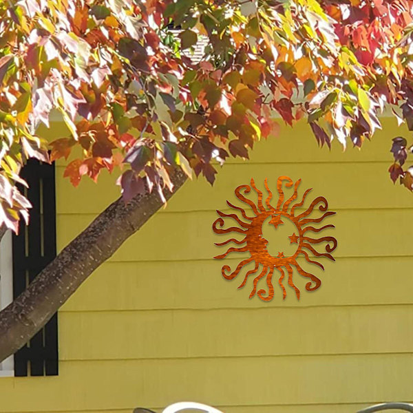 Wacky Solar Moon Metal Wall Art Stål Utomhusdekor Aktiv Metall Reflekterande Vägg