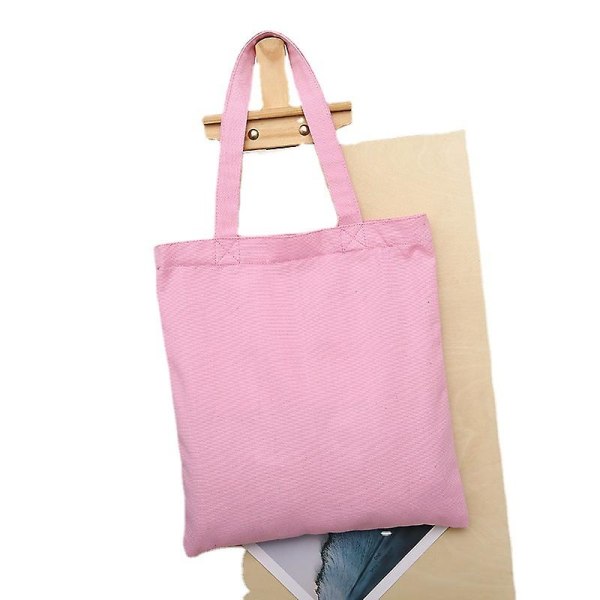Fashion Solid Color Canvas Shopper Bag Stor Kapacitet DIY Axelväska, 1st-rosa