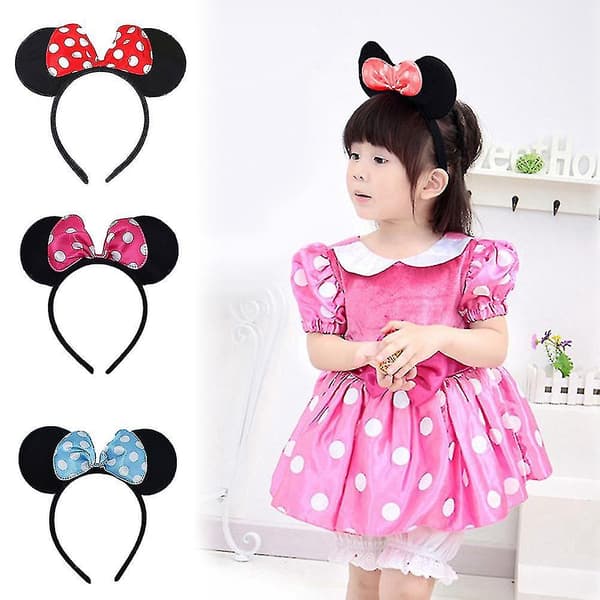 Söt flicka Mickey Mouse prickmönster rosett öra hårband hårbåge fest accessoar