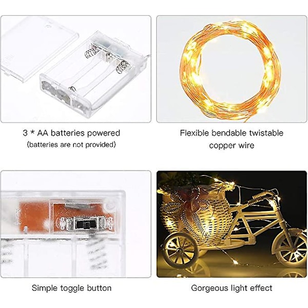 Batteridriven koppartrådsstjärnfe-lampa med LED-lampor