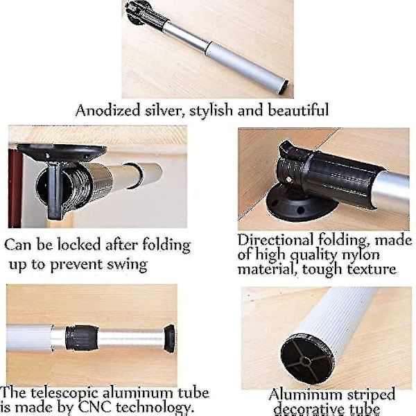 Justerbara stödben i aluminiumlegering, hopfällbart matbord, bordsben, lyftstångsben, justerbara stödben, teleskopiska hopfällbara multifunktionella
