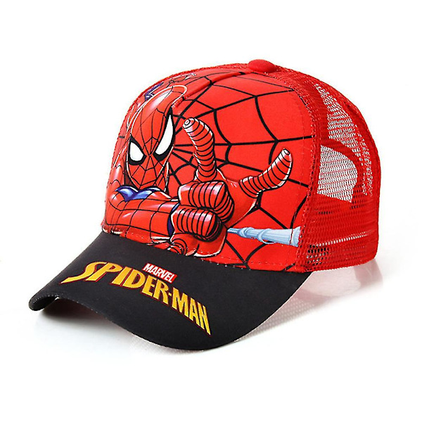 Justerbar Spiderman Baseballkeps för Barn Mesh Nät Snapback Solskydd Hatt（A）