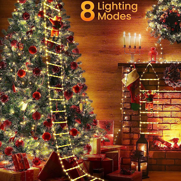 LED-julkulor 2m Juldekorativa Stege Ljus med Tomte, Juldekorationer Ljus för Inomhus Utomhus, Fönster (Flerfärgad)