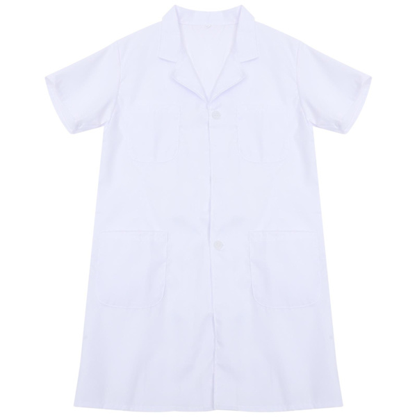 Sjukvårdsuniform för kvinnor, kortärmad vit klänning, medicinsk uniform, Halloween-cosplay, sjuksköterskekläder - Storlek XL