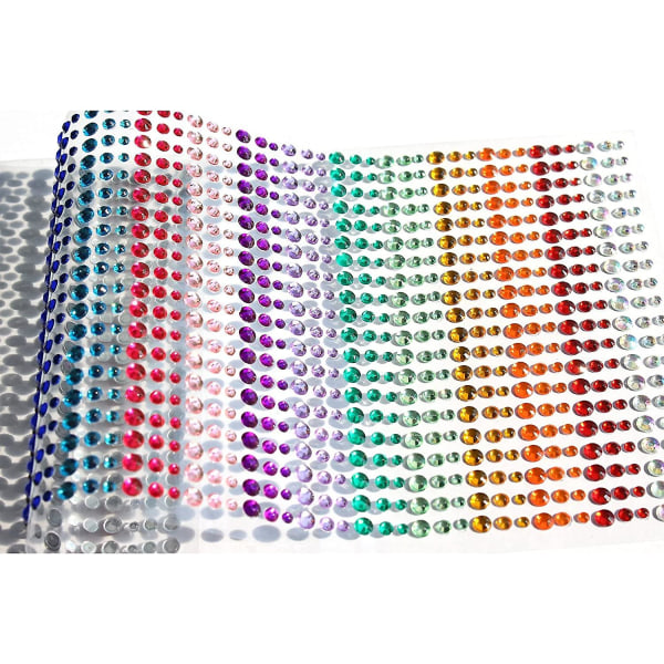 15 farver 3 størrelser Rhinestone Stickers Alt-i-Et ark 900 stykker 3mm 4mm 5mm DIY selvklæbende farverige perle Rhinestone dekorative stickers til håndværk