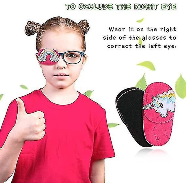 Barneøyeplaster 2 stk, Medisinsk øyeplaster for høyre øye for amblyopi Ortoptist Voksne og barn, Unicorn-øyeplaster, briller til øyelapper