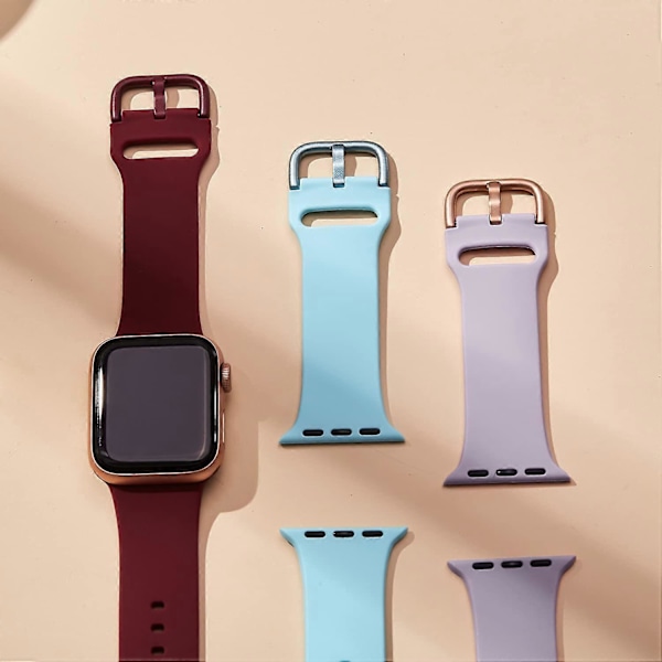 Kompatibel med Apple Watch Band 41mm 40mm 38mm, Mjuk Silikon Sport Armband Ersättningsrem med Klassiskt Spänne för iWatch Serie SE 7 6 5 4 3 2