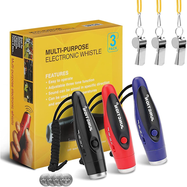 Elektronisk Visselpipa, 3-pack Handhållna Elektroniska Visselpipor Elektrisk Visselpipa Med Snodd Tre Toner Distinkt Högvolym Utomhus Sport Visselpipa För Tränare