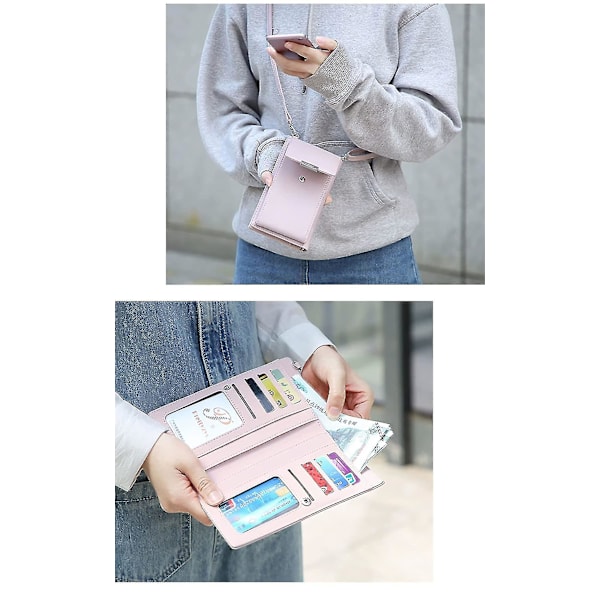 Damer Crossbody Telefonväska Läder Mynt Mobiltelefon Plånbok Mini Mobil Plånbok Axelrem Med Rem Och Kortfack