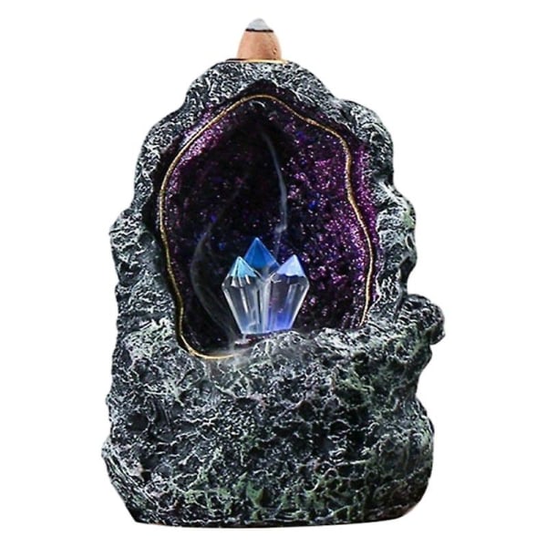 Creative Resin Backflow Røgelsebrænder Crystal Cave Led Natlys Indendørs Røgelse Creative Ornaments