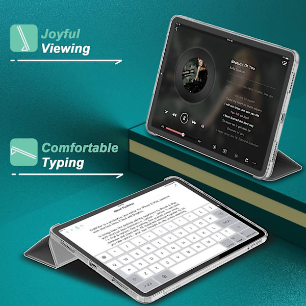 iPad Air 4 Fodral 2020 - iPad Air 4:e generation Fodral 10,9 tum Lätt Smalt Omslag Med Genomskinlig Frostad Hård Bakstycke [stöder Touch ID] (grå)