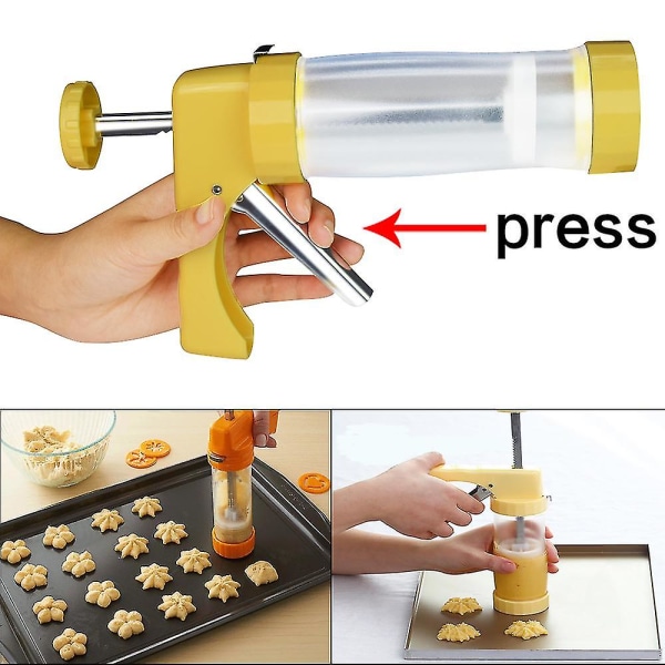 Cookie Press Kit, Rustfritt stål Enkel suksess Cookie Extruder Press Kit Machine