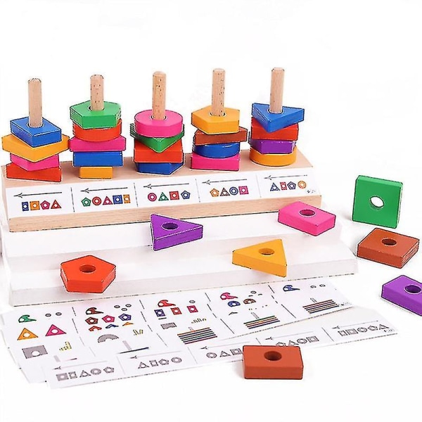 Geometriske former Byggeklodser Børns pædagogiske tidlige uddannelse Oplysningshjælpemidler Trælegetøj
