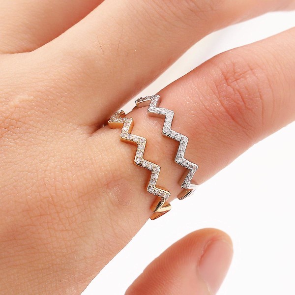 Pinnoitetut sormukset Cubic Zirkonia Love Ring, sormukset naisille - 2 pakkaus