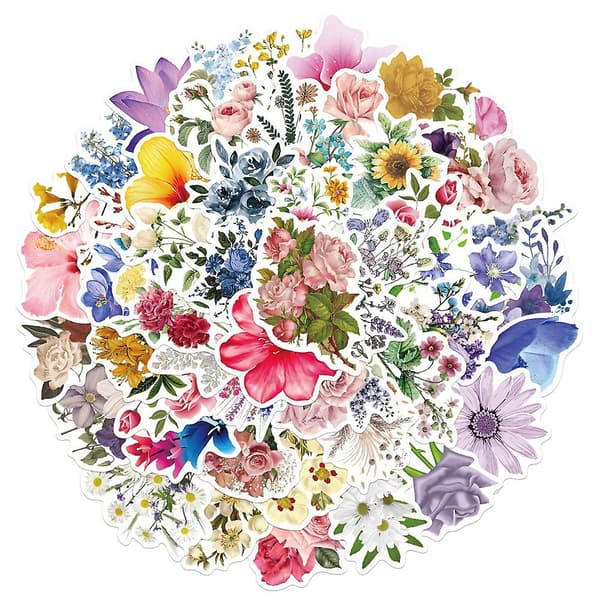 50 høstblomsterklistremerker
