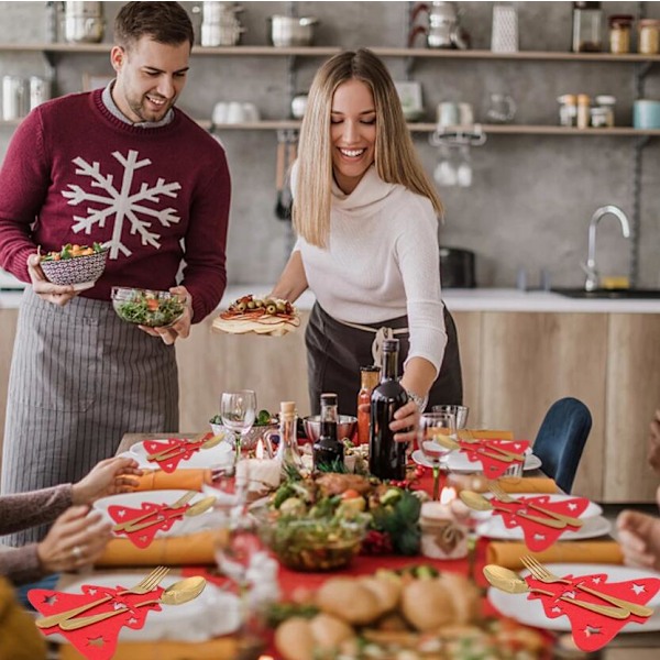 8 Bestickpåsar, Julfilt Besticksunderlägg Servispaket Mode Bestickpaket Underlägg Kustfartyg Semesterfest Borddekoration (grå, C)