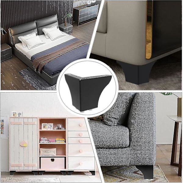 4 st möbelben i metall, 10 cm höga soffben, moderna triangulära möbelfötter DIY-ersättning