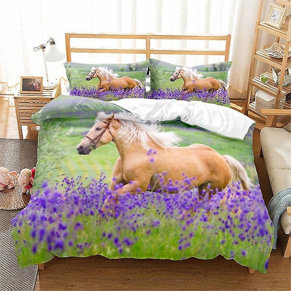 3D Digitaltryck Cartoon Häst Pegasus Örngott Täcke Överdrag Sängkläder Tredelad Set FM17 180*200cm -ZHENV（180*200cm）