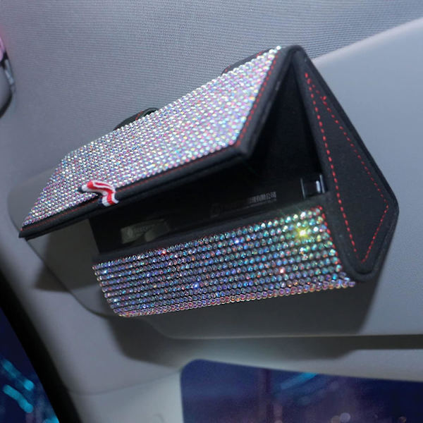 Bling Solglasögonhållare för bilens solskydd, Kristaller Glittrande Bil Solskydd Solglasögonfodralhållare, Kristaller Glittrande Glasögon Glasögonfodral Förvaring