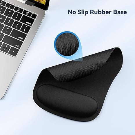Musematte med håndleddsstøtte, ergonomisk spillmusematte for smertelindring, bærbar komfortabel musematte for datamaskin, bærbar PC, kontor, hjem, svart