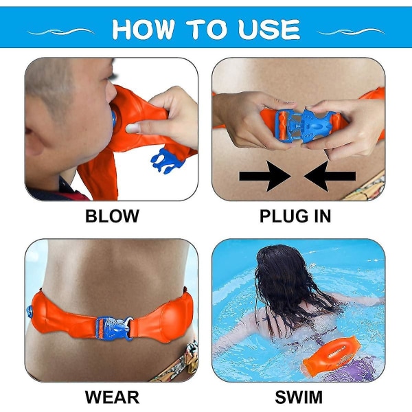 Babysvømmeringer, 3-paknings oppblåsbare svømmehjelpebelter, raske oppblåsbare vannoverlevelsesbelter